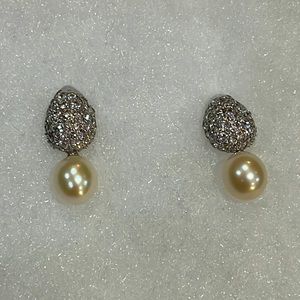 CGI 925 silver earrings with crystal rhinestones and pearls.